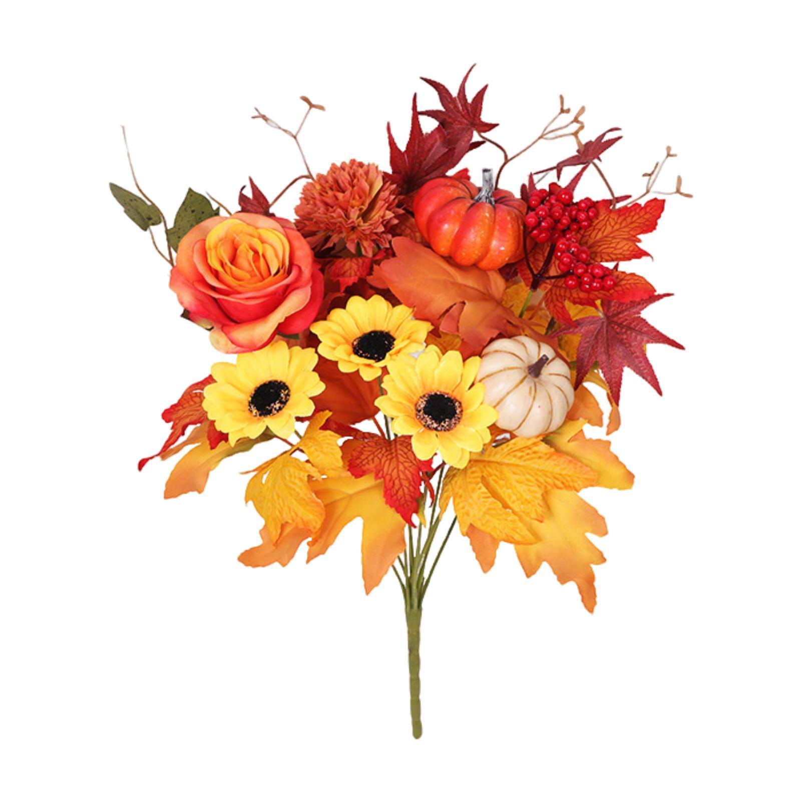 

Fall Artificial Flower Bouquet Christmas Harvest Festival Garden Faux Maple Leaves for Home Housewarming Fireplace Bride Office