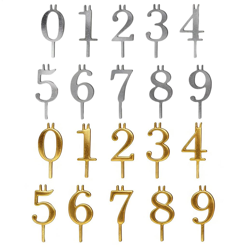 Number Candles Holder Set Reusable Topper Decorations 10 Pieces Metal Number Cake Toppers for Family Students Adults Men Women