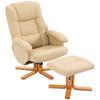 Relaxing Armchair with Footrest, 360 Swivel Recliner, Reclining Backrest, 120 Kg Capacity, Beige