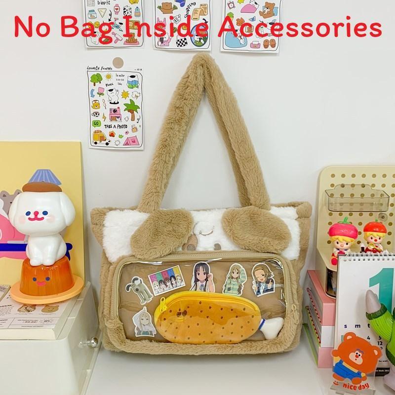 Bunny Plush Soft Cat Snack Tote Cartoon Shoulder Bag With Design Transparent