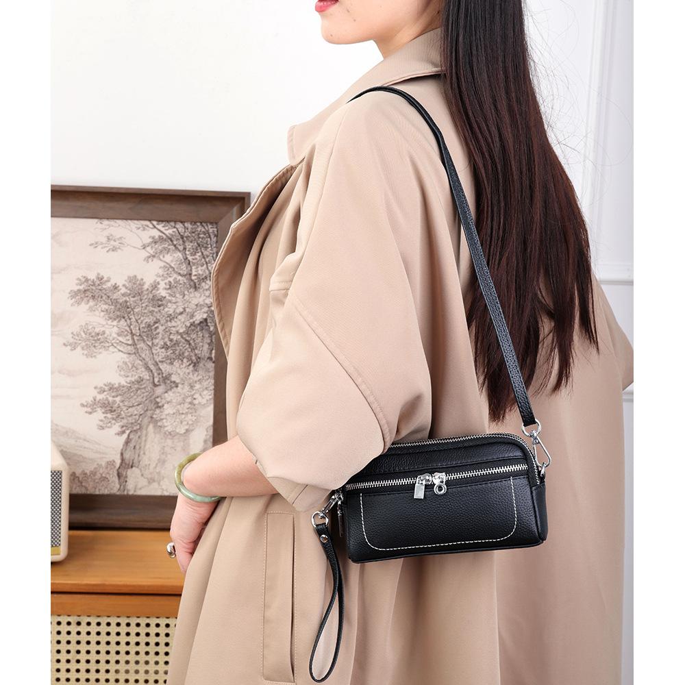 Leather casual women's clutch bag new fashion versatile multi-compartment shoulder messenger bag large capacity mobile phone bag women