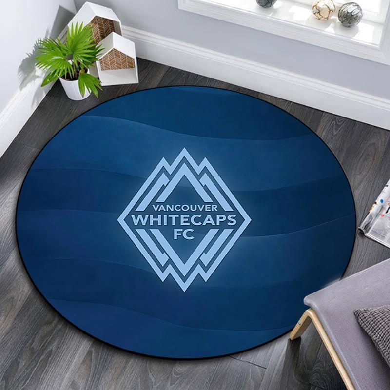 Vancouver Whitecaps Football Club Round Area Rug,Carpet Rug for Living Room Bedroom Sofa Playroom Decor,Non-slip Floor Mat