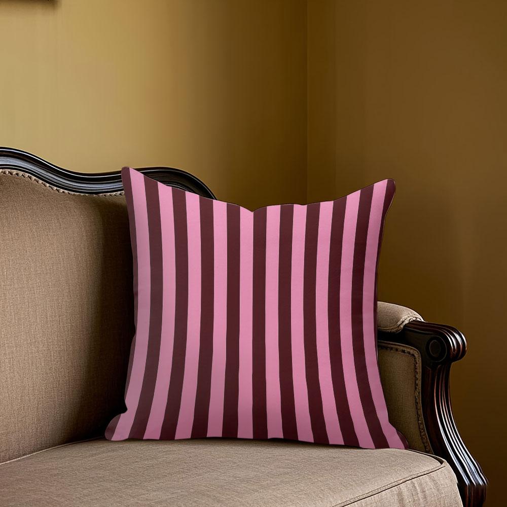 Jmg Clothing Unisex Pink/Burgundy & Vertical Stripes Square Jacquard Pillow Cover For Sofa Office Waist Cushion Cover Home Decorative Pillowcase