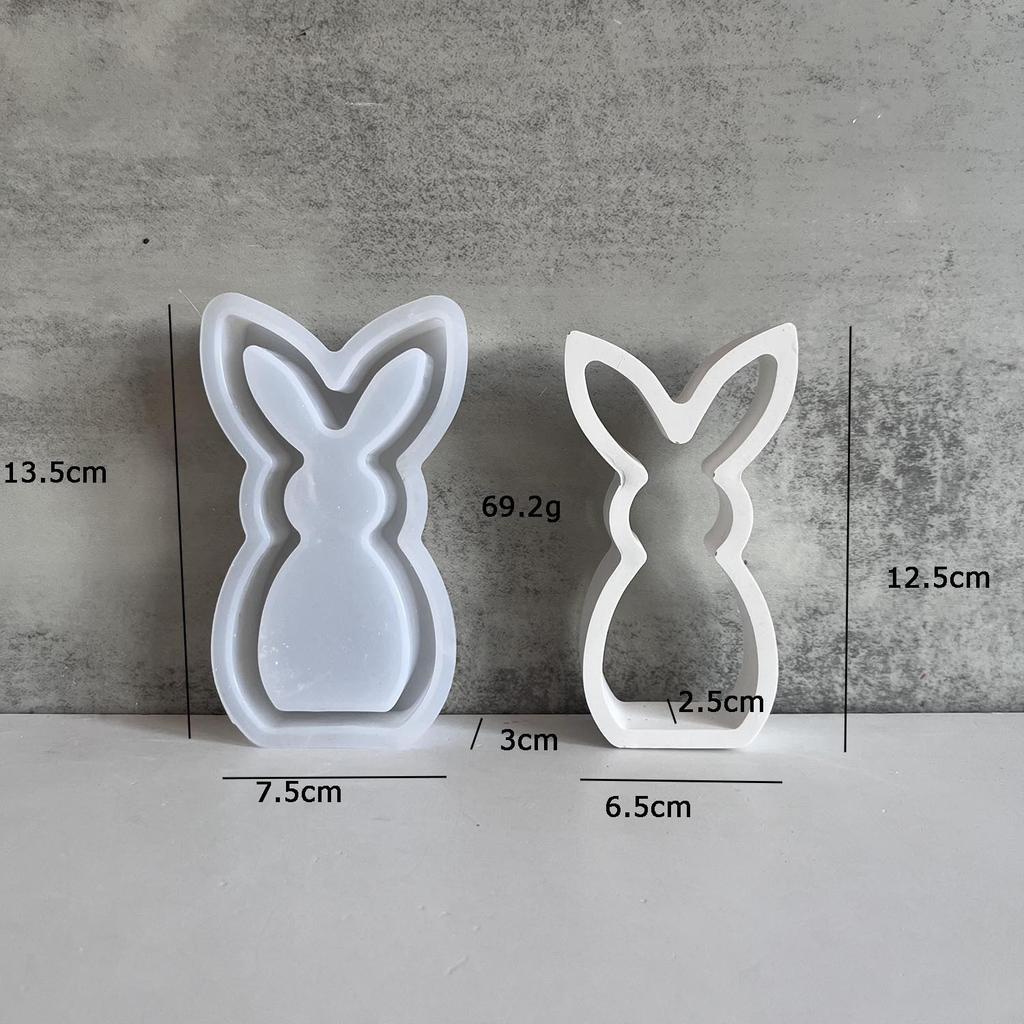Hollow Bunny Candle Mold Easter Ornament Cute Rabbit Shape Plaster Decoration Molds Easter Rabbit Candle Holder Plaster Mold NEW