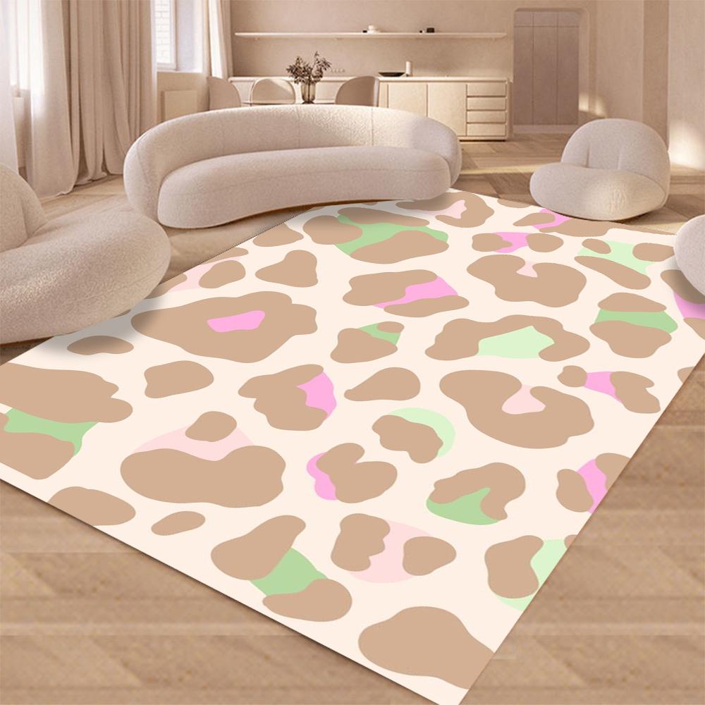 Klassiek Khaki Hart Luipaardprint Vloerkleed Zacht Antislip Wasbaar Vloerkleed Voor Woonkamer Slaapkamer Huisdecoratie Deurmat 40x60cm