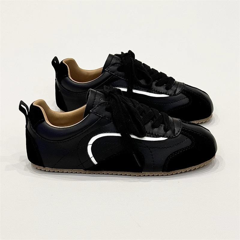 Retro Contrasting Color Flat-Bottomed Silver German Training Shoes Women'S Autumn Breathable Niche Versatile Casual Board Shoes