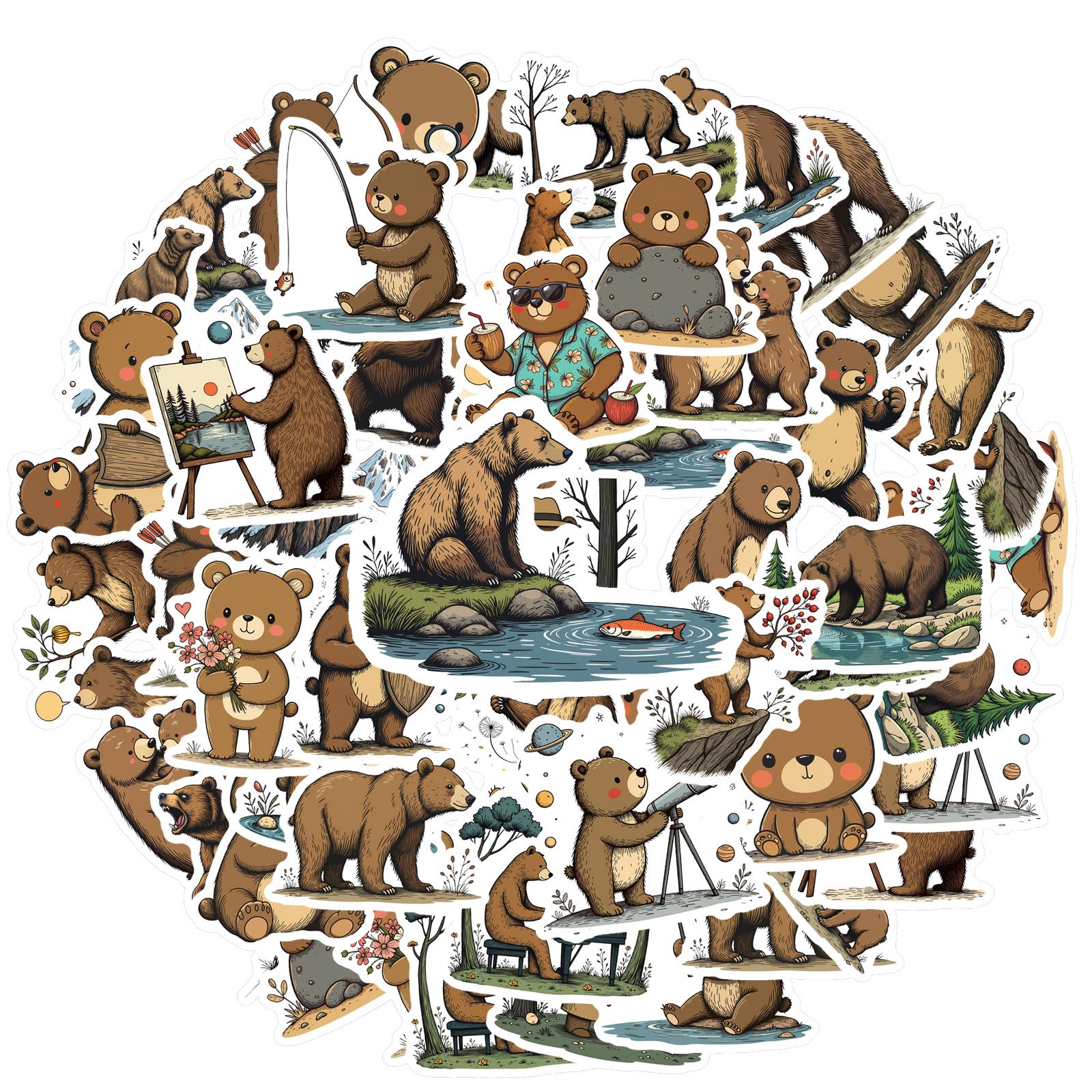 

35-100pcs Cute Animal Bear Cartoon Stickers For Decals Waterproof Diy Phone Laptop Stationery Kawaii Sticker