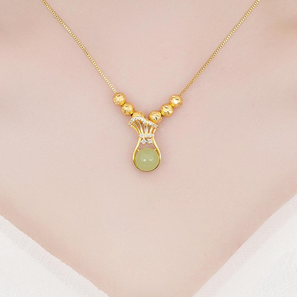 Retro-Halskette, leichter Luxus, modisches Temperament, Granatapfelgrün-Anhänger, Schlüsselbeinkette