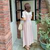 Large Size Summer New Fat MM Waist Fake Two-piece Lapel Kink Design Women's Medium and Long Dress 262558