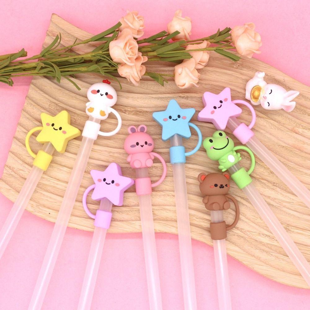 1Pcs Reusable Star Shape Silicone Straw Tips Drinking Dust Cap Splash Proof Plugs Cover Cup Accessories 10mm Straw Sealing Tools
