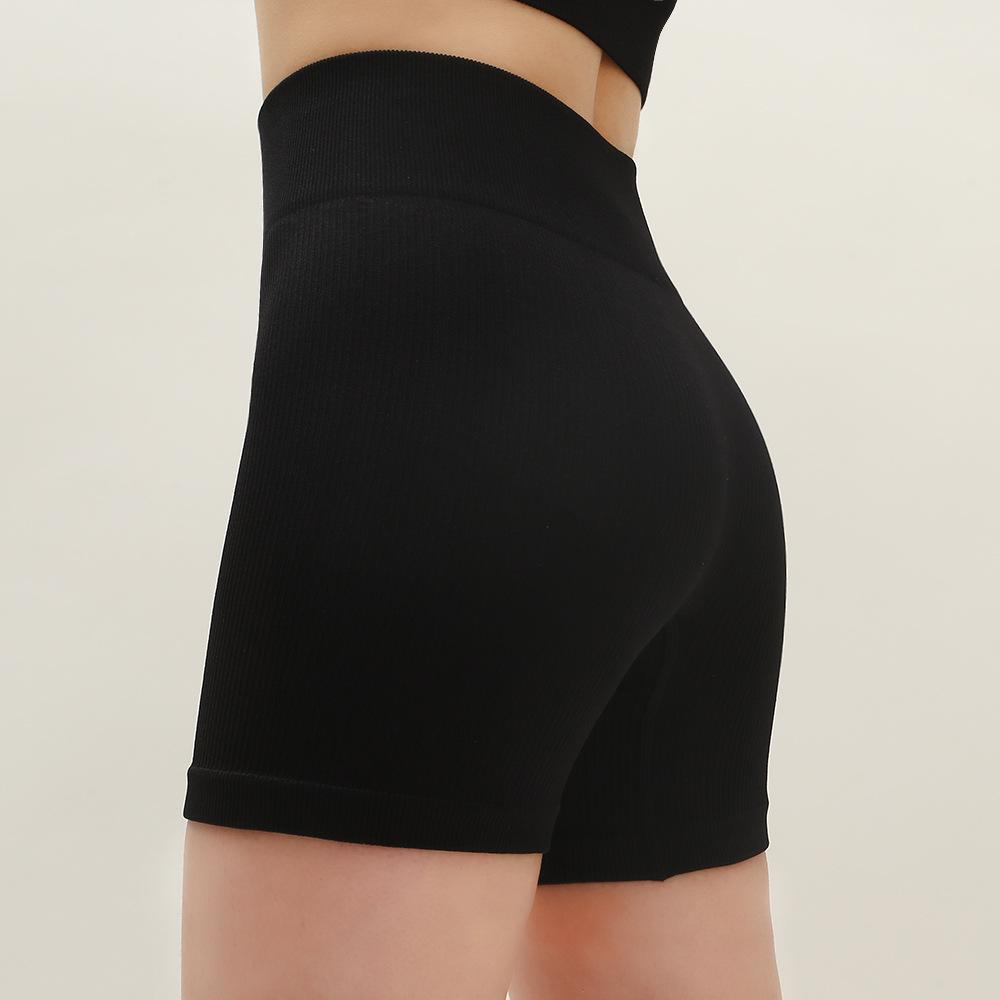 Women's High-Waisted Seamless Ribbed Yoga Shorts - Summer Elastic Three-Point Fit, Hip-Lifting Sportswear