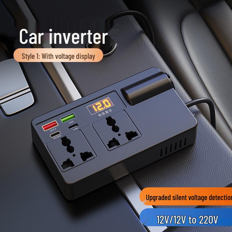 High-Power Car Inverter: Multi-Function 12V/24V to 220V Converter for Fast Charging in Cars and Trucks