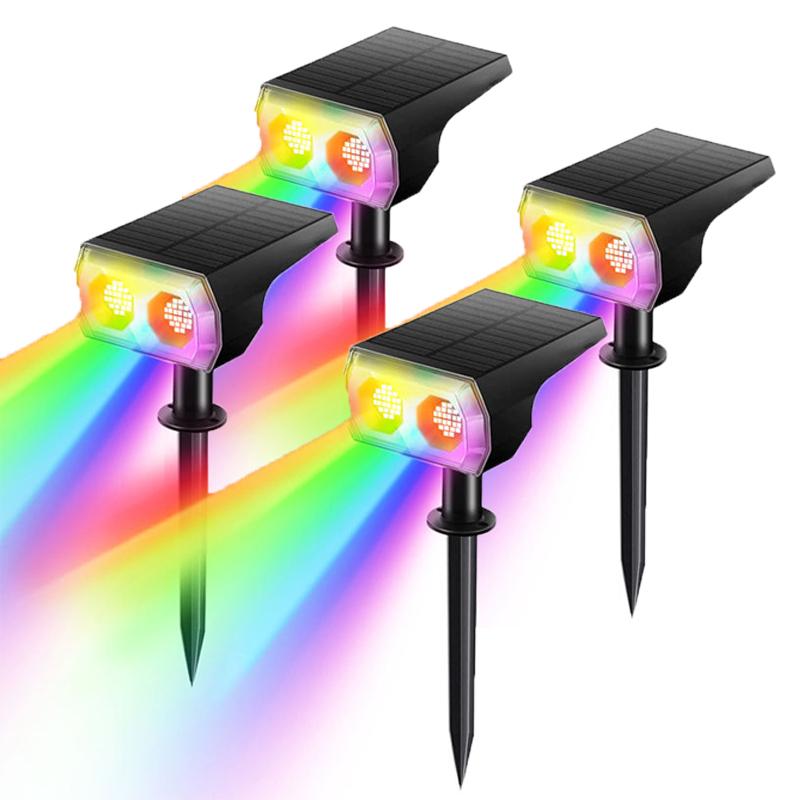 Solar Spot Light IP65 Solar Outdoor Lights 48 LEDS RGB Waterproof Garden Light 2-in-1 Solar Spotlight For Yard lawn