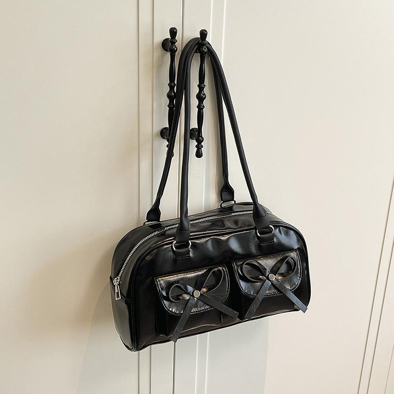 

Bow New Spice Girl Versatile Underarm Bag Women s Summer New Commuter Personality Casual Retro Shoulder Bag чёрный