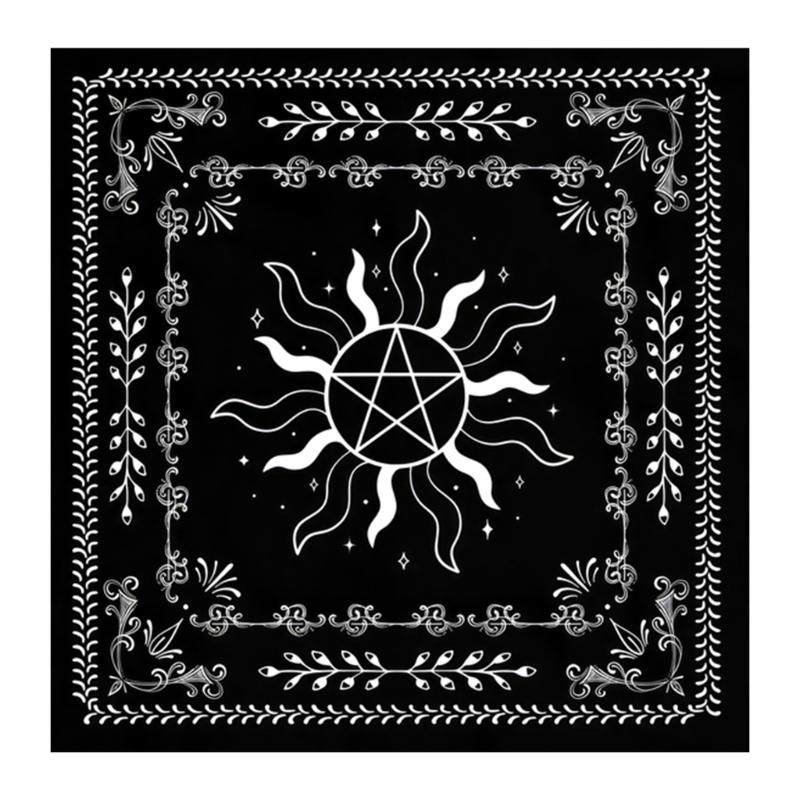 Divinations Tablecloth Sun Star Astrology Tarot Card Tablecloth Altars Cloth Divinations Board Game Accessory 50x50cm