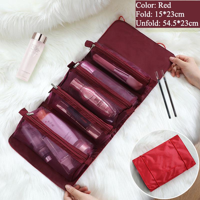 Cosmetic Bag for Women Zipper Mesh Separable Cosmetics Pouch Ladies Foldable Nylon Bag