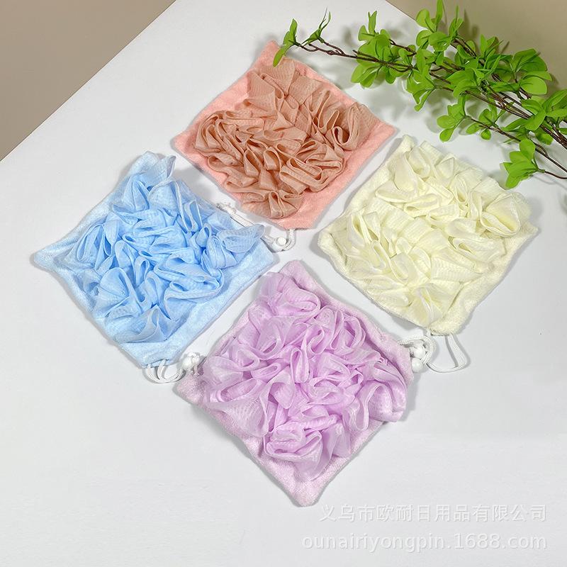 2 In 1 Bath Ball Towel Loofah With Drawstring Closure For Soap Soft Exfoliating Mesh Shower Sponge Skin Care Bathing Tool