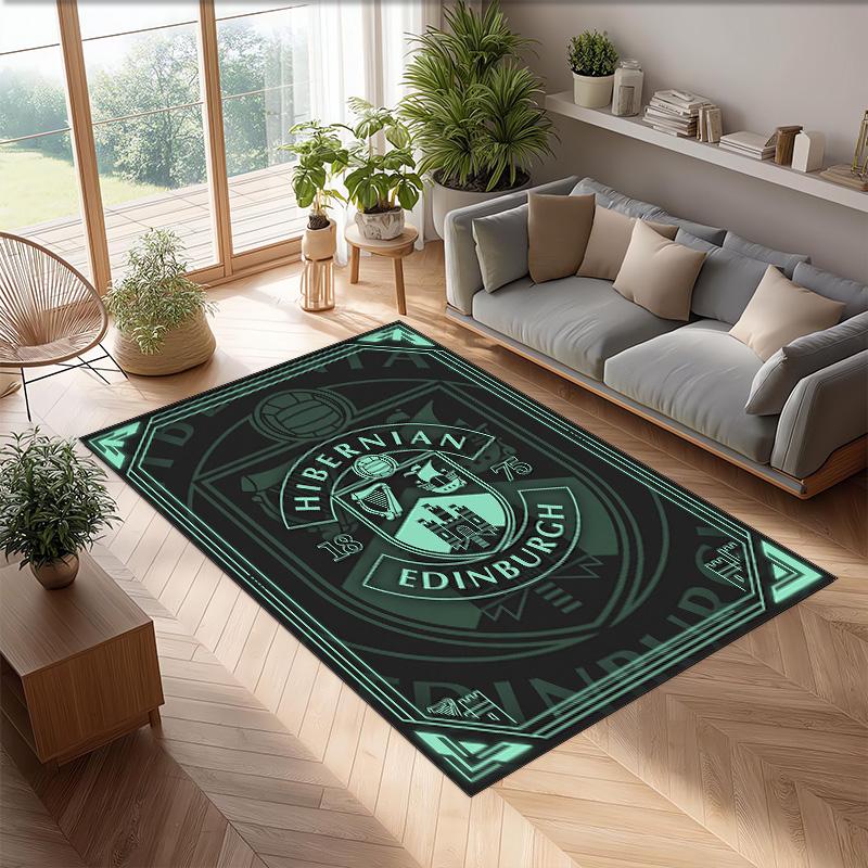 Hibernian FC Fußballmuster Weicher Teppich Rutschfeste Indoor-Bodenmatte Sportdekorationsmatte für Schlafzimmer
