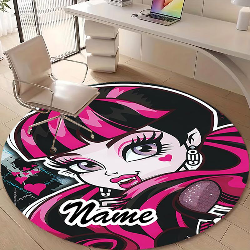 Personalized M-Monster High Draculaura Round Chair Office Rug - Perfect for Mat, Office Chair & More - Ideal Gift for Birthdays and Holidays