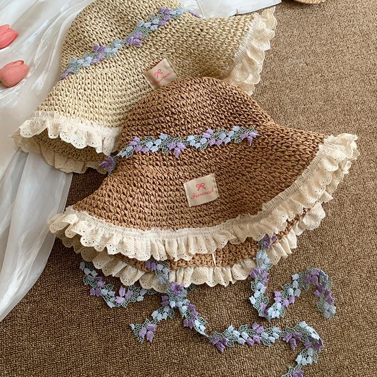 Sweet Floral Women's Beach Hat - Large Brim Foldable Sun Hat for Summer Holiday