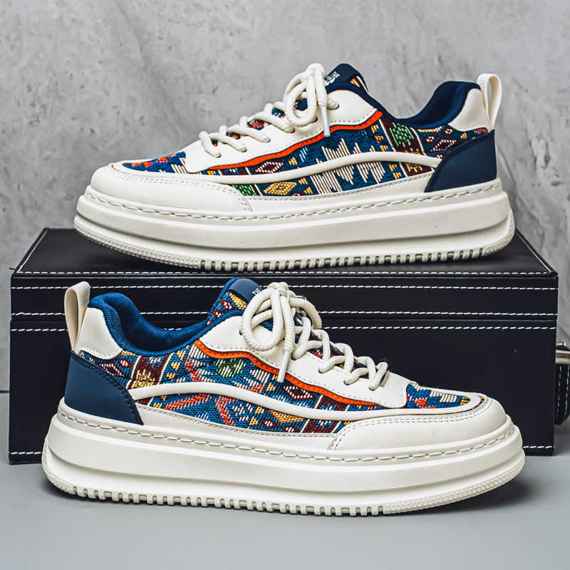 Fashion Round Tip Flatform White Mens Tennis Mary Jane Rainbow Shoes Men Blue Sneakers Men Sports Luxury Brand Outings Krasofka