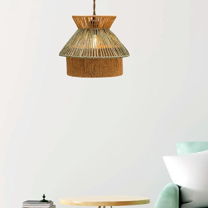 1Pc Lamp Cover Ceiling Lights Lampshade Bohemian Paper Rope Floor Lamp Handmade Knitting Wall Hanging Chandelier