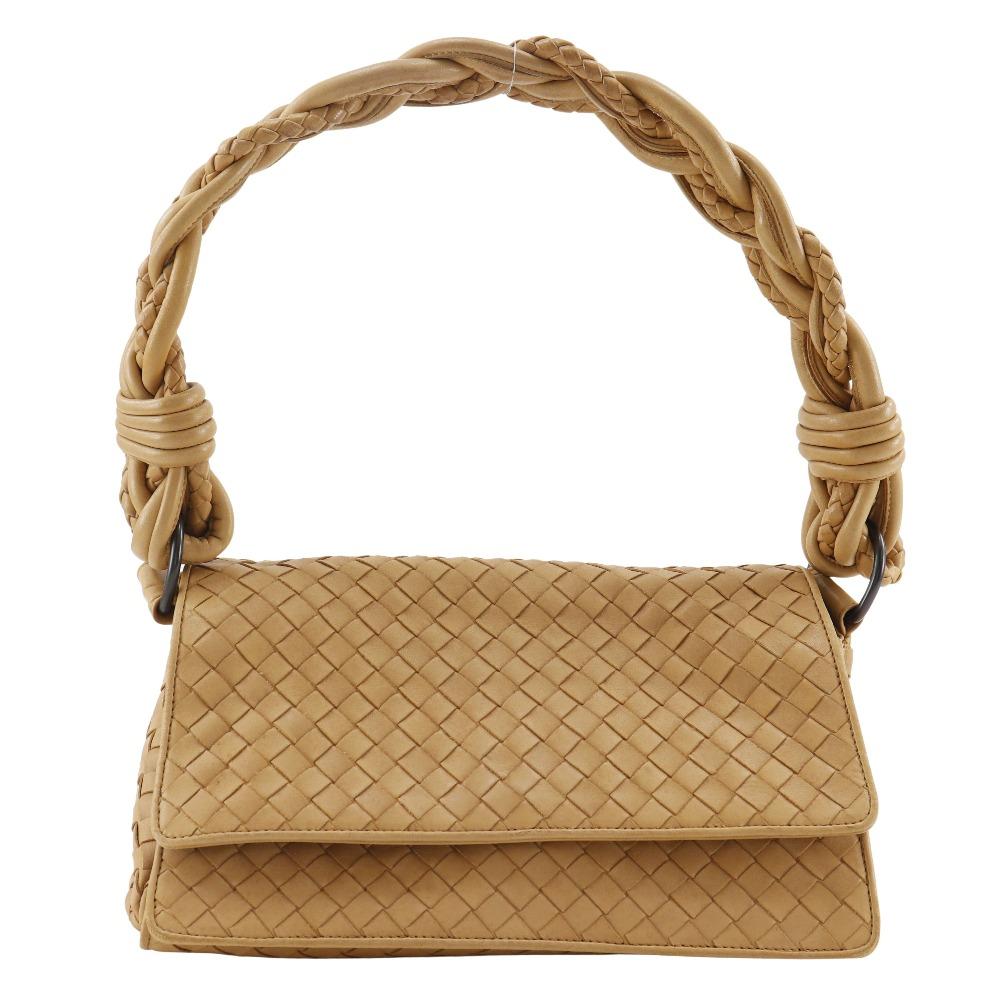 

BOTTEGAVENETA Intrecciato Shoulder Bag 145555 V0016 beige Calfskin Women Used