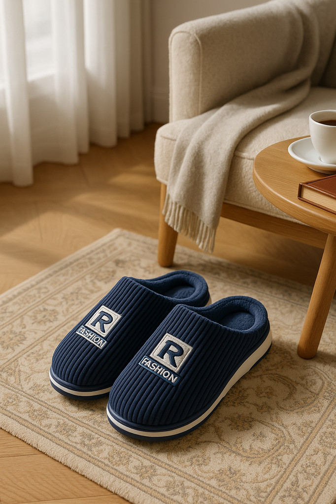 Chaussons d'hiver en coton pour la maison et le ménage des hommes, pantoufles en coton antidérapantes, simples et chaudes pour une utilisation en intérieur