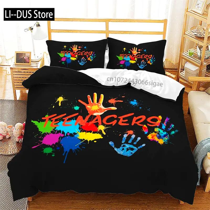 Graffiti Duvet Cover Hip Hop Street Culture Print Bedding Set Microfiber Colorful Overlapping Blocky Letters Art Comforter Cover