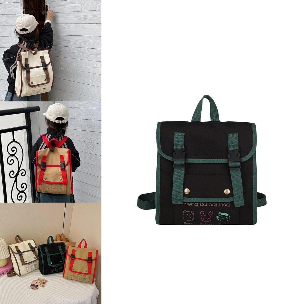 Stylish Breathable Canvas Backpack For Children With Fun Animal Prints For School Use