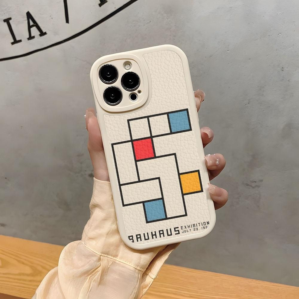 Geometric Bauhaus Art Phone Case For Iphone 15 Pro Max 16 Plus 14 Pro 11 13 12 Mini X Xr Xs 7 8 Se Lambskin Cover