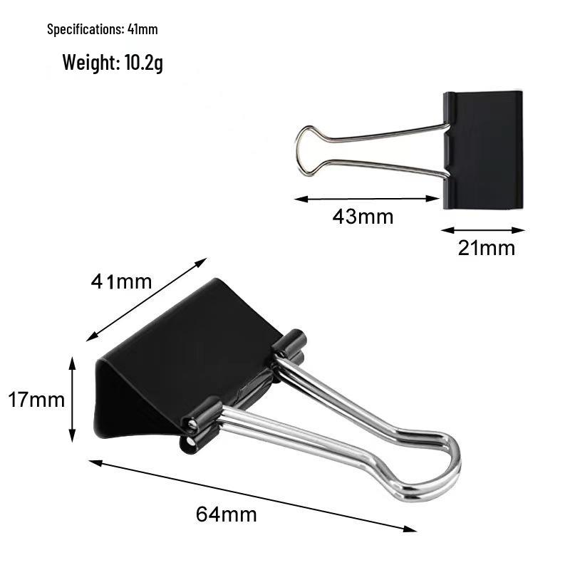 קליפסים תפסנים שחורים וצבעוניים בצורת זנב סנונית, בגדלים שונים, לנייר וחשבוניות