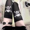 Women Gothic Skeleton Print Over Knee Socks Elastic Nylon Blend Thigh High Stockings For Halloween Event And Fall Outfit