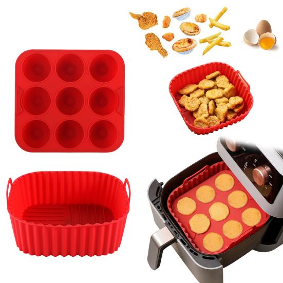 Air Fryer Liners Silicone Basket Square Oven Pan for Even Heating High Temp Resistant Cake Molds for Creative Cooking