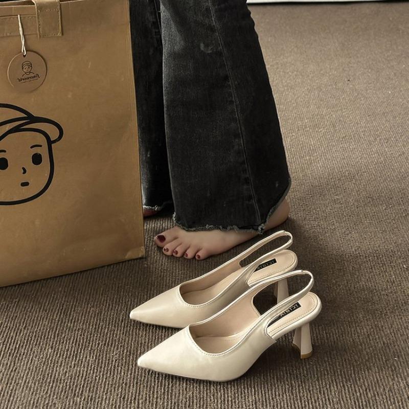Pointed thin heel empty shoes summer new versatile high heel single shoes temperament fashion sandals women