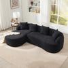Modulares, geschwungenes Sofa – Linke Chaiselongue + 2-Sitzer, L-Form, Chenille-Bezug, Montagefrei, Stilvoll für Wohnzimmer, Wohnung & Büro – Schwarz