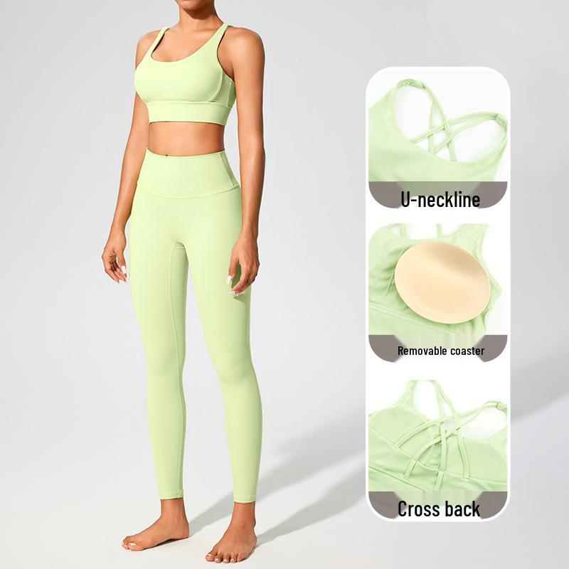 Cross-Back Shockproof Sports Bra: European-American Fitness Tank Top with Thin Straps for Yoga and Nude Comfort