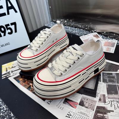 Thick-soled Muffin Heightening Little White Shoes Canvas Shoes Niche Design High-end Casual Sports Board Shoes Women