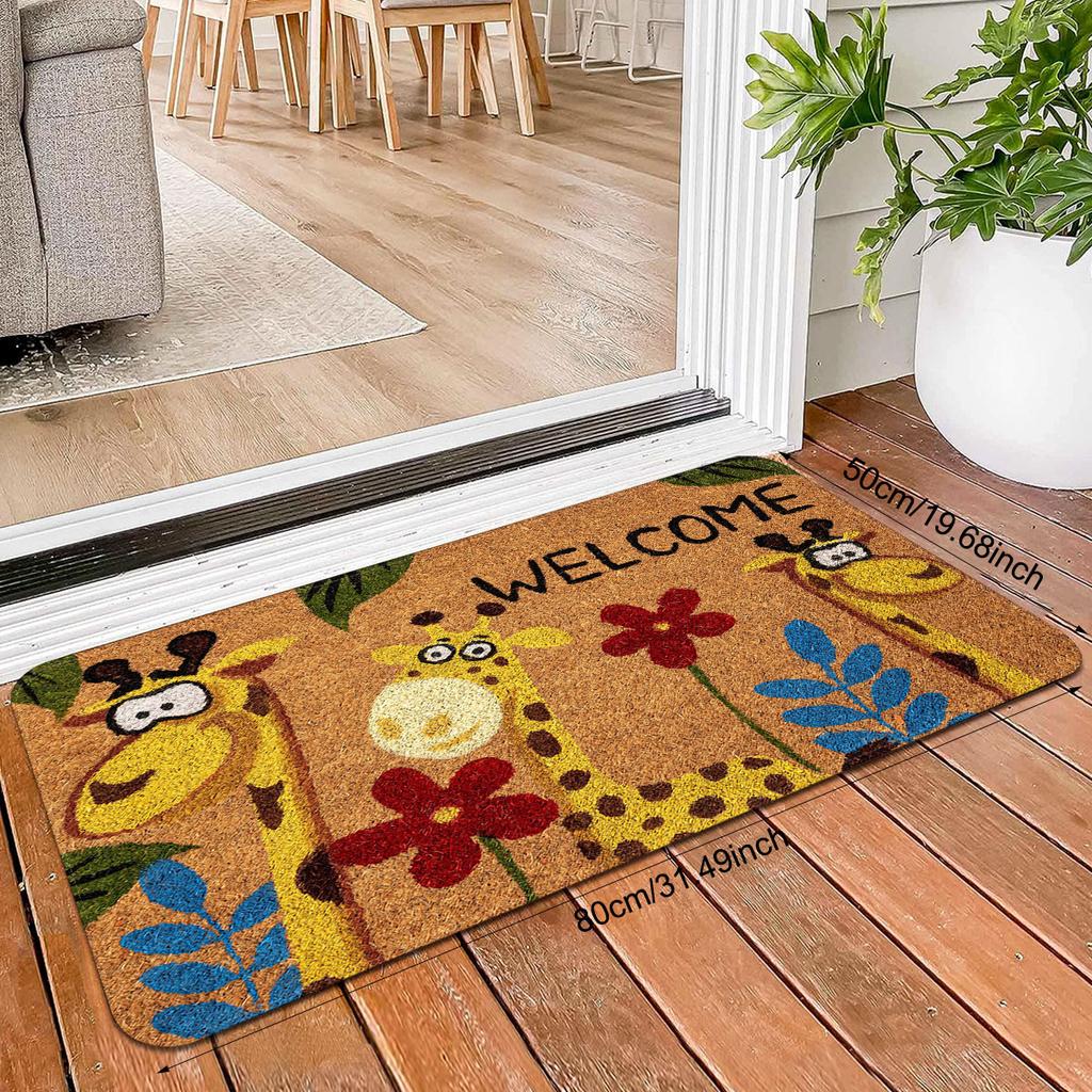 Cartoon Cute Giraffe Doormat Welcome Mat Outdoor Carpet Rug For Bedroom Bedside Floor Mat Living Room Carpet Washable Hom