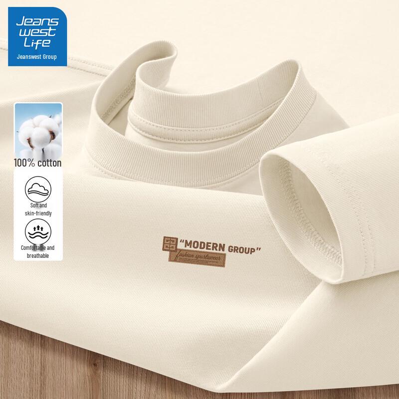 JEANSWEST LIFE Men's Letter Print Cotton Long Sleeve T-Shirt