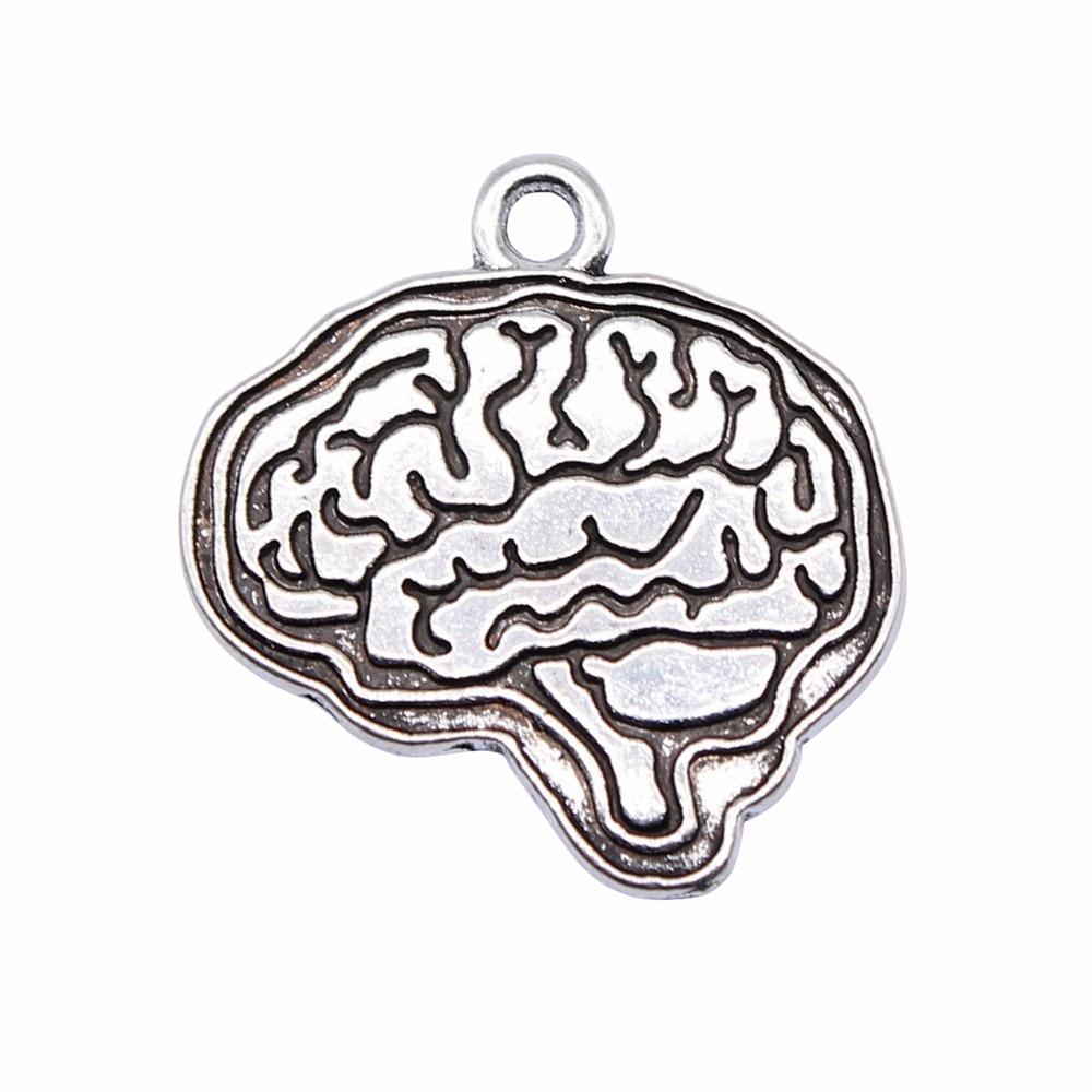 

5шт Анатомические Подвески для мозга Подвески Античное Серебро Цвет Цинковый Сплав 22X23мм