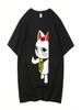 Japonia Anime Dandadan Turbo Babcia Kot Graficzny T-shirt Moda Kreskówka Oversize T-shirt unisex Wounisex Vintage Casual Bawełniane Koszulki