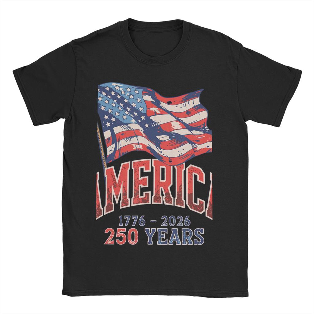 Unisexs TShirts Anniversary USA Funny Pure Cotton Tees Short Sleeve T Shirt Round Collar Tops Party