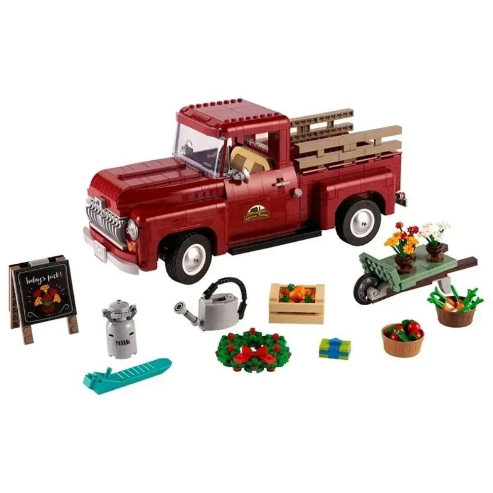 pickup truck model compatible building blocks, creative retro agricultural truck toys, children s birthday Christmas gifts nobox