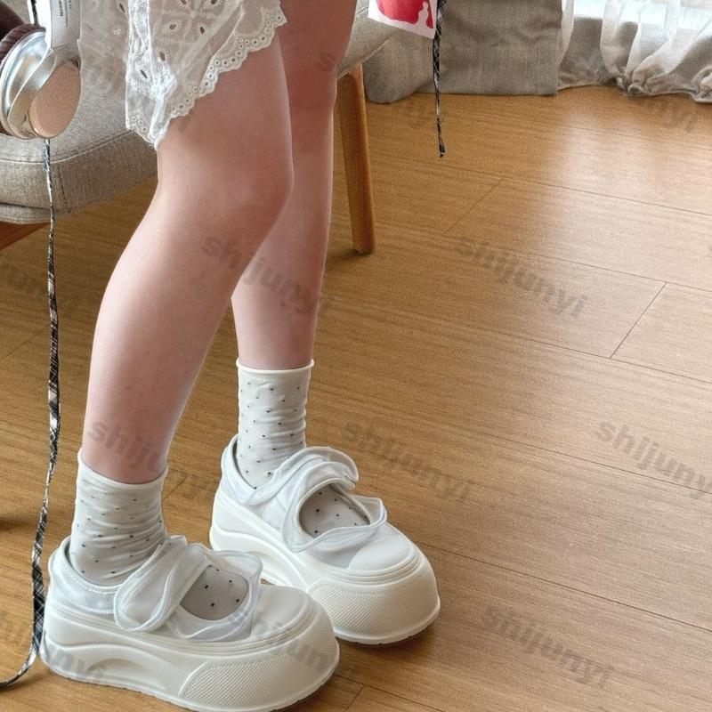 Modne Damskie Białe Buty Casualowe 2025 Nowa Wiosna Jesień Oddychające Wygodne Buty Mary Jane Moda Luksus Zwiększające Wysokość Płaskie