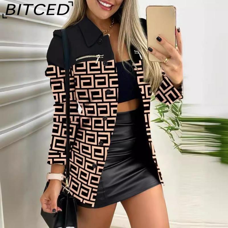 BITCED Jachete și paltoane cu mâneci lungi, cu mâneci lungi, cu zăbrele, ocazional, de epocă