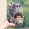 Cute Succulent Pots Pot Animal Planter Plants with Drainage Hole Tree Stump Pen Holder Garden Home Desktop Decoration