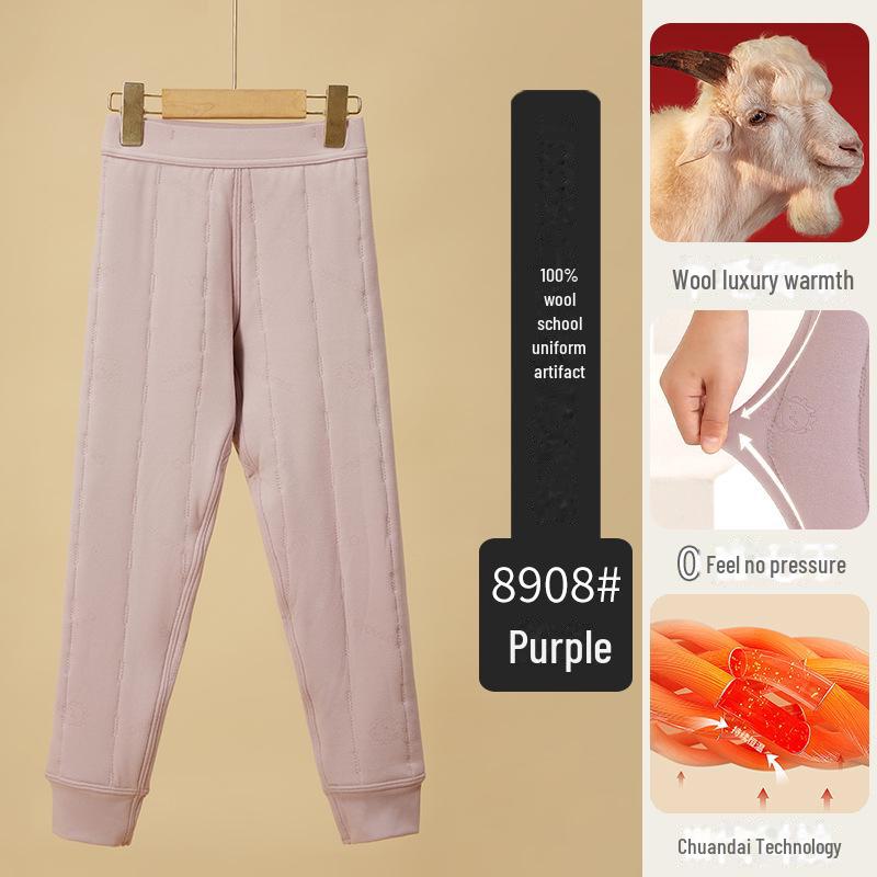 Children's Thickened Velvet Cotton Thermal Pants - Warm Autumn/Winter School Uniform Trousers for Boys and Girls.