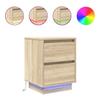 VidaXL Tables de chevet avec lumières LED 2pcs chêne sonoma 38x34x50cm, table de nuit, table de lit, table d'appoint, 861288