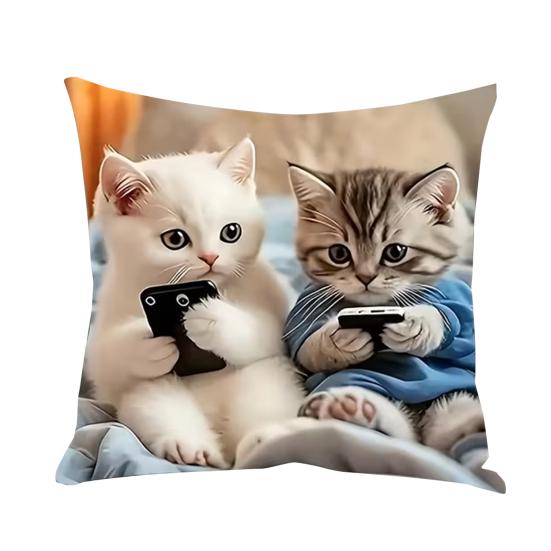 Realistyczna poszewka na poduszkę z kotem 18x18 cali Wzór kota Poszewka na poduszkę dekoracyjną Urocza poszewka na poduszkę z kotkiem do dekoracji domu Kanapy Sofy Salonu Sypialni